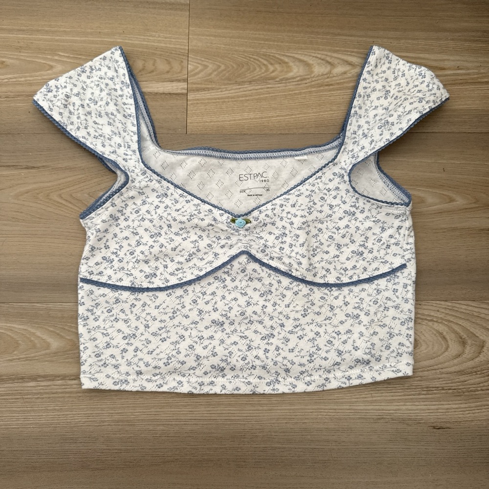 PacSun White Gray Crop Tank Top